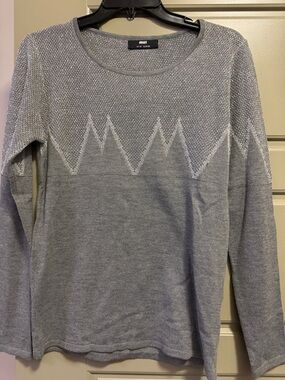 Silver Gray Knit Crewneck Sweater